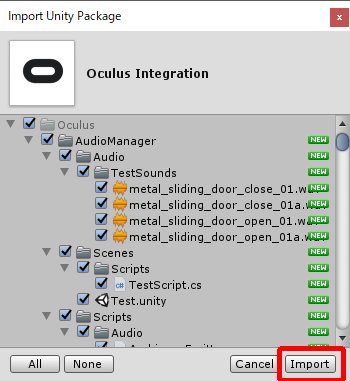 Oculus IntegrationをUnityプロジェクトにインポート