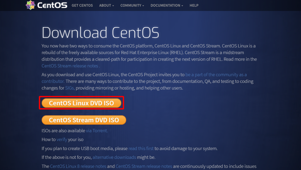 CentOS ISOダウンロードページ